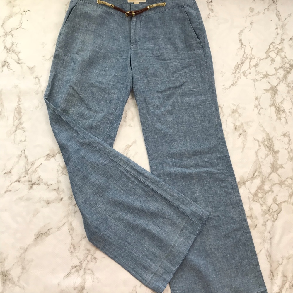 Rare Sold Out Michael Kors Chambray Wide Leg Pants - Picture 2 of 6